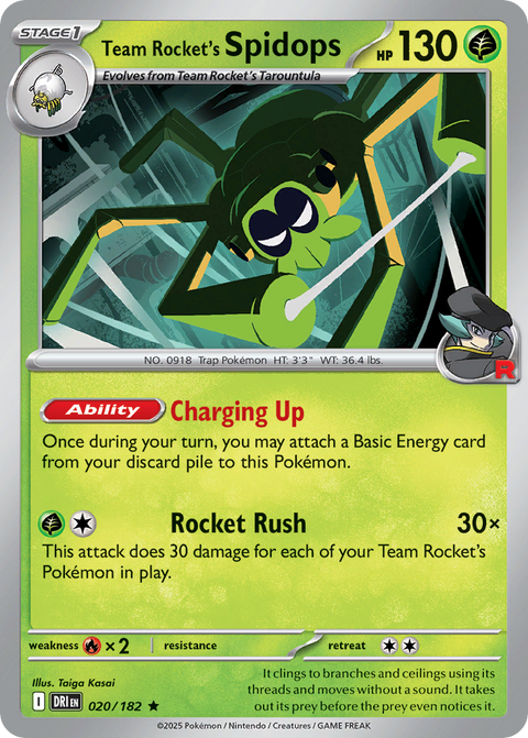 Team Rocket's Spidops 20 Destined Rivals Pokémon card