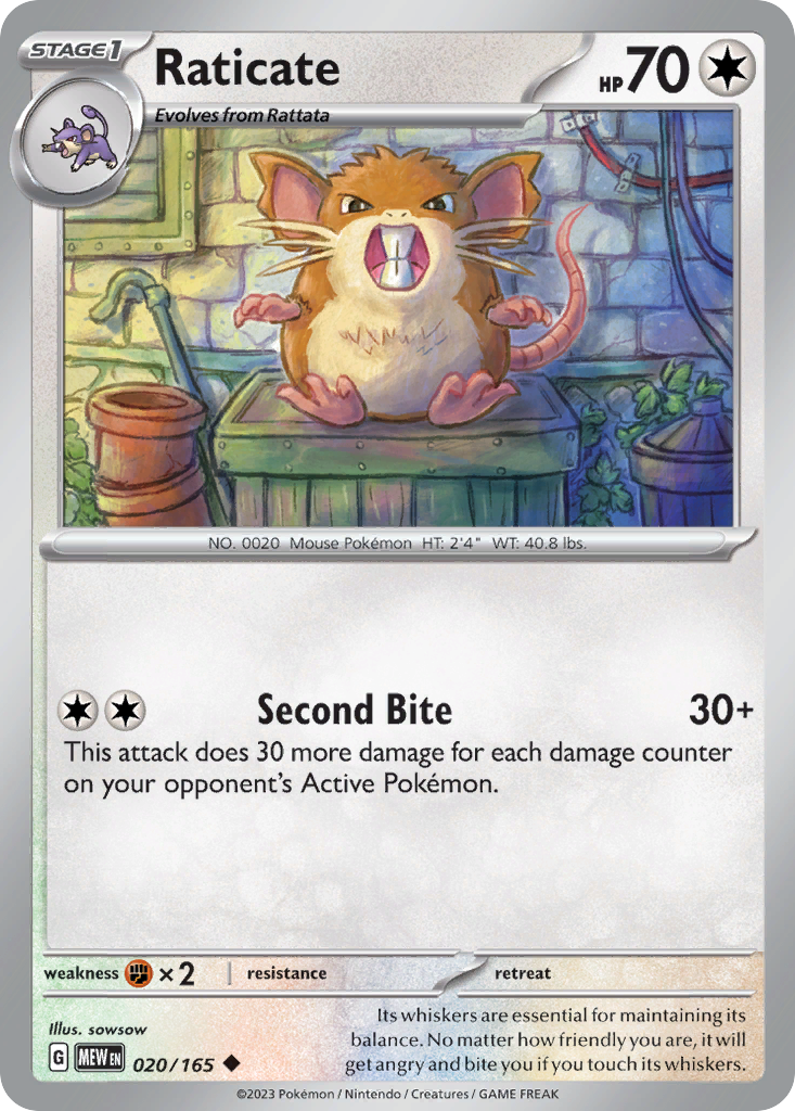 Raticate 20 151 Pokémon card