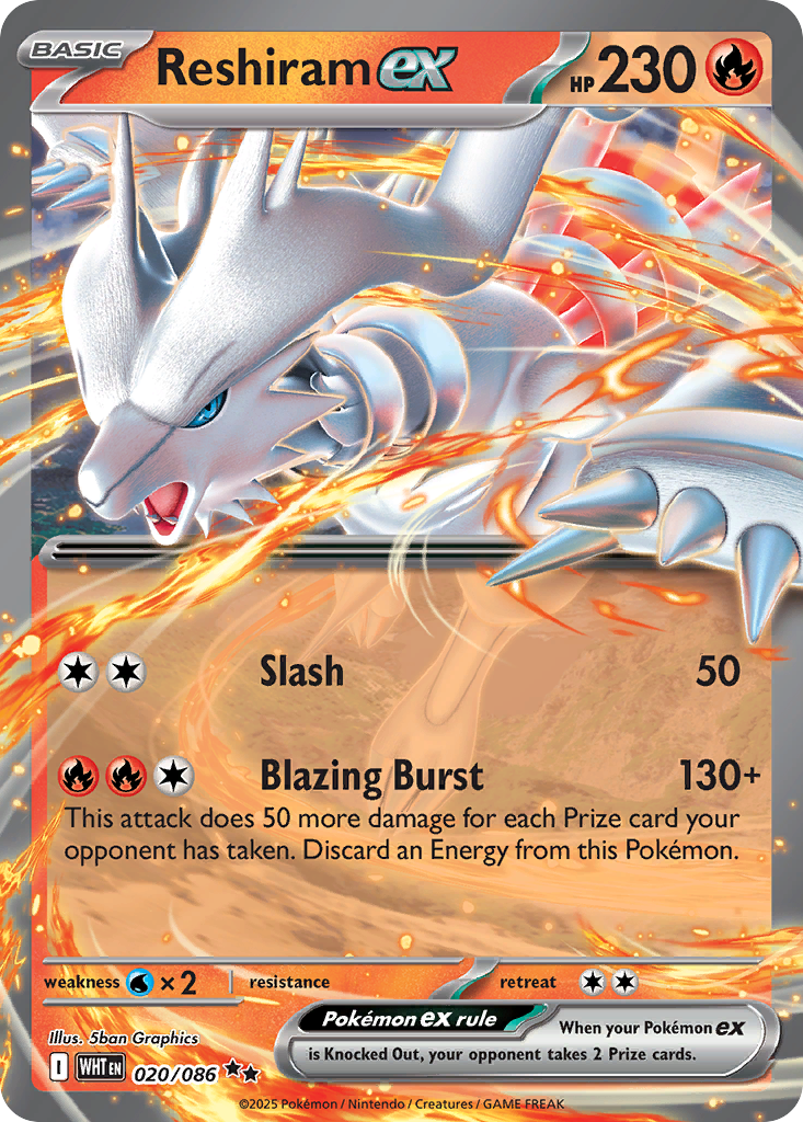 Reshiram ex 20 White Flare Pokémon card