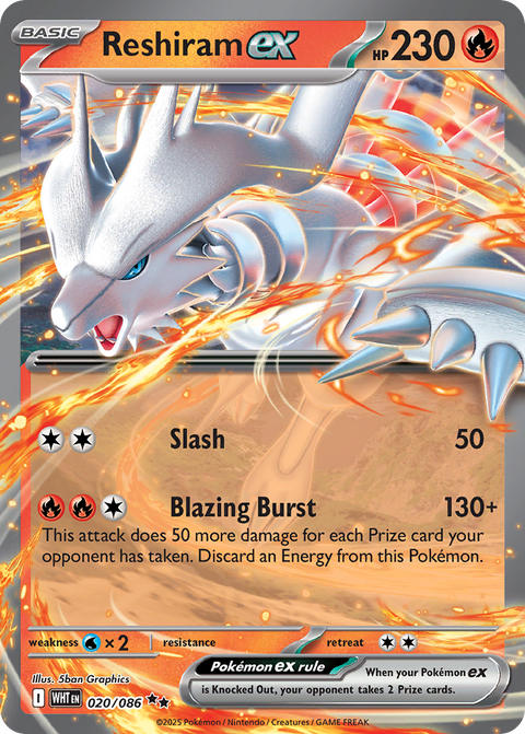 Reshiram ex 20 White Flare Pokémon card