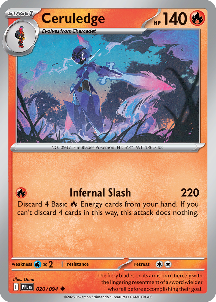 Ceruledge 20 Phantasmal Flames Pokémon card