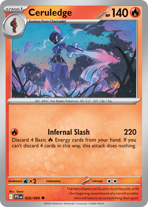 Ceruledge 20 Phantasmal Flames Pokémon card