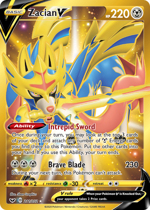 Zacian V 211 Sword & Shield Pokémon card