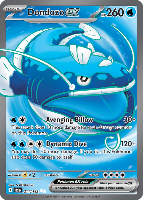 Dondozo ex 211 Destined Rivals Pokémon card