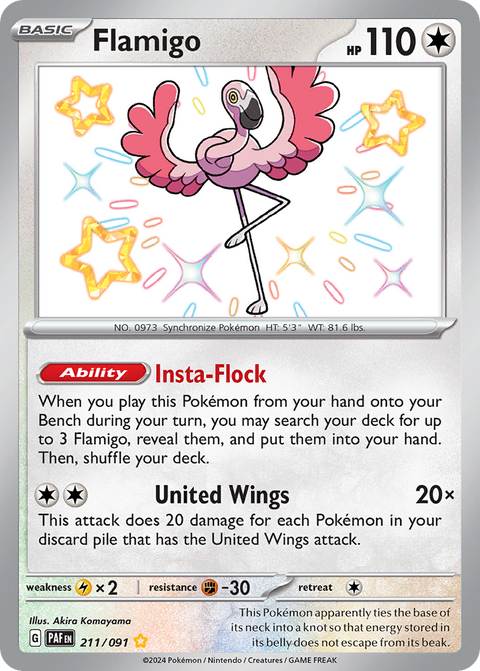 Flamigo 211 Paldean Fates Pokémon card