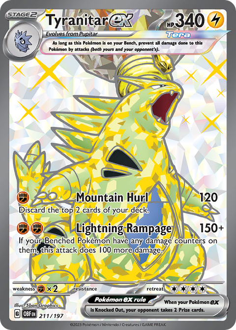 Tyranitar ex 211 Obsidian Flames Pokémon card