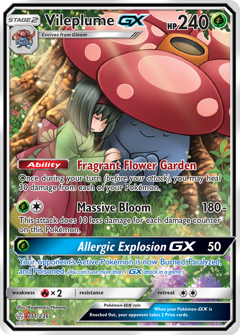 Vileplume-GX 211 Cosmic Eclipse Pokémon card