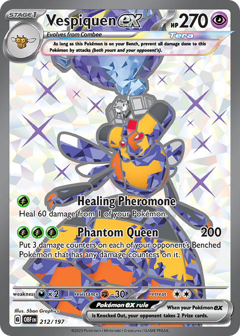 Vespiquen ex 212 Obsidian Flames Pokémon card