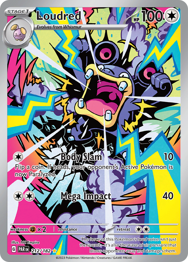 Loudred 212 Paradox Rift Pokémon card