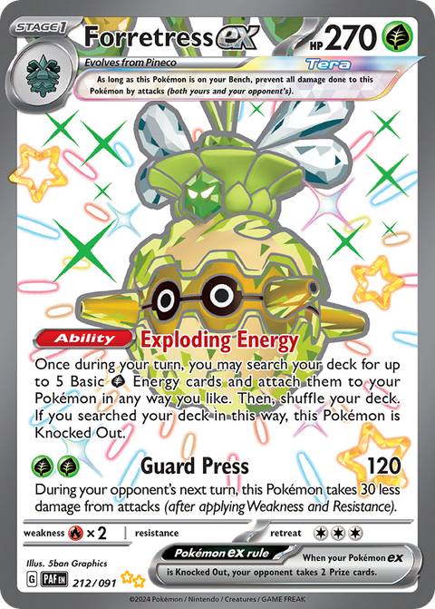 Forretress ex 212 Paldean Fates Pokémon card