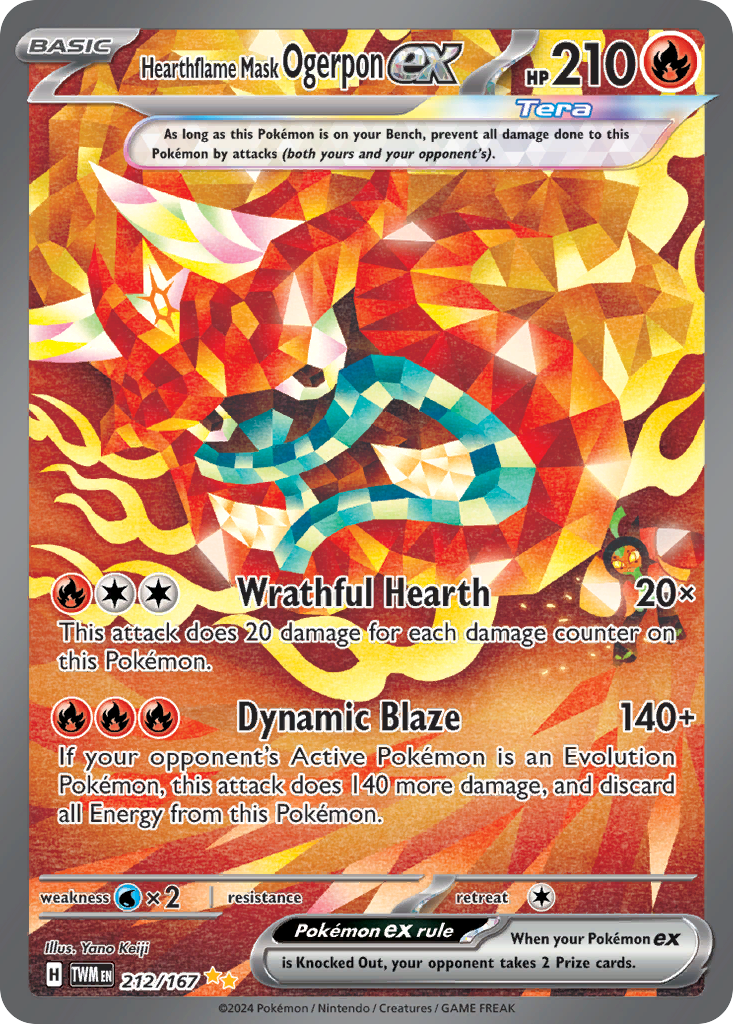 Hearthflame Mask Ogerpon ex 212 Twilight Masquerade Pokémon card