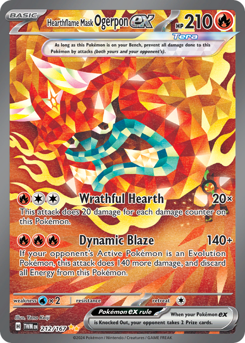 Hearthflame Mask Ogerpon ex 212 Twilight Masquerade Pokémon card