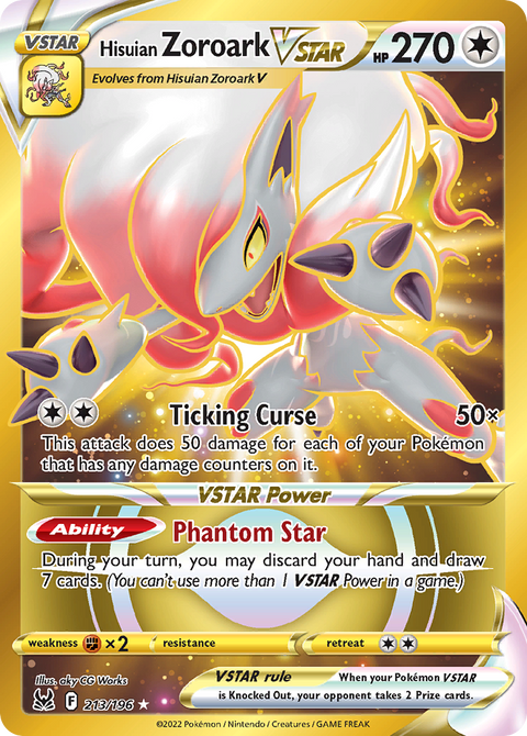Hisuian Zoroark VSTAR 213 Lost Origin Pokémon card