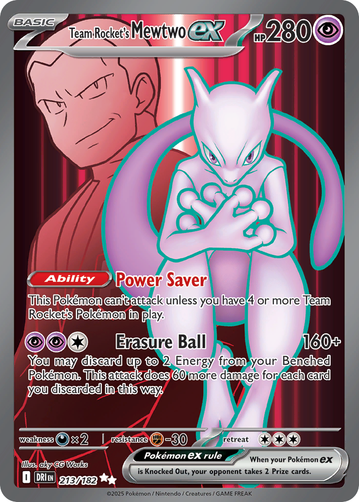 Team Rocket's Mewtwo ex 213 Destined Rivals Pokémon card