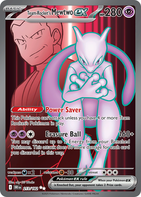 Team Rocket's Mewtwo ex 213 Destined Rivals Pokémon card