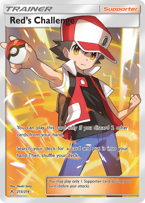 Red's Challenge 213 Unbroken Bonds Pokémon card