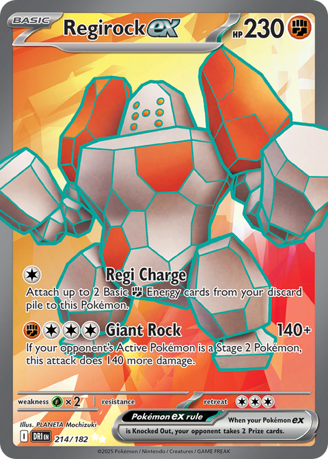 Regirock ex 214 Destined Rivals Pokémon card