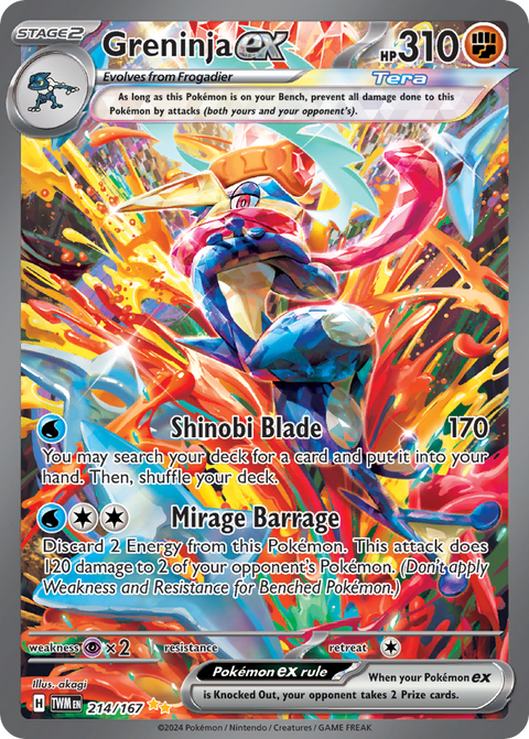 Greninja ex 214 Twilight Masquerade Pokémon card