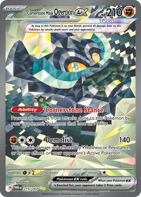 Cornerstone Mask Ogerpon ex 215 Twilight Masquerade Pokémon card