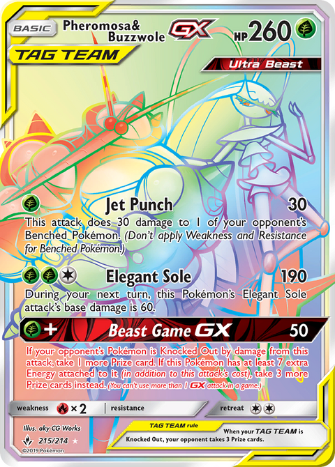 Pheromosa & Buzzwole-GX 215 Unbroken Bonds Pokémon card