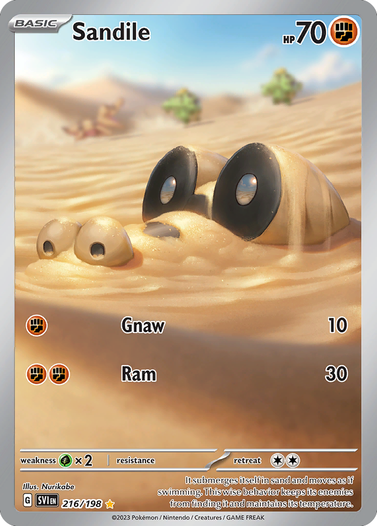 Sandile 216 Scarlet & Violet Pokémon card