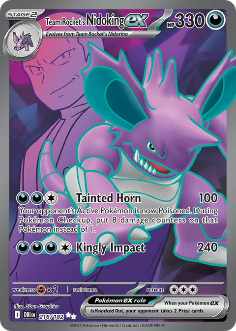 Team Rocket's Nidoking ex 216 Destined Rivals Pokémon card