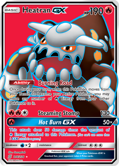 Heatran-GX 216 Unified Minds Pokémon card