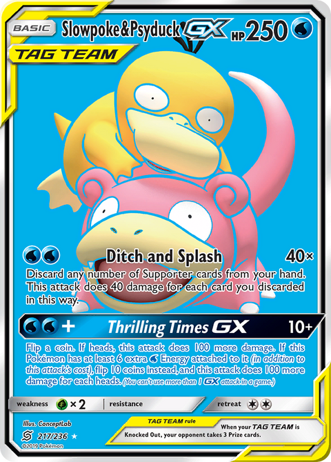 Slowpoke & Psyduck-GX 217 Unified Minds Pokémon card
