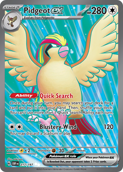 Pidgeot ex 217 Obsidian Flames Pokémon card