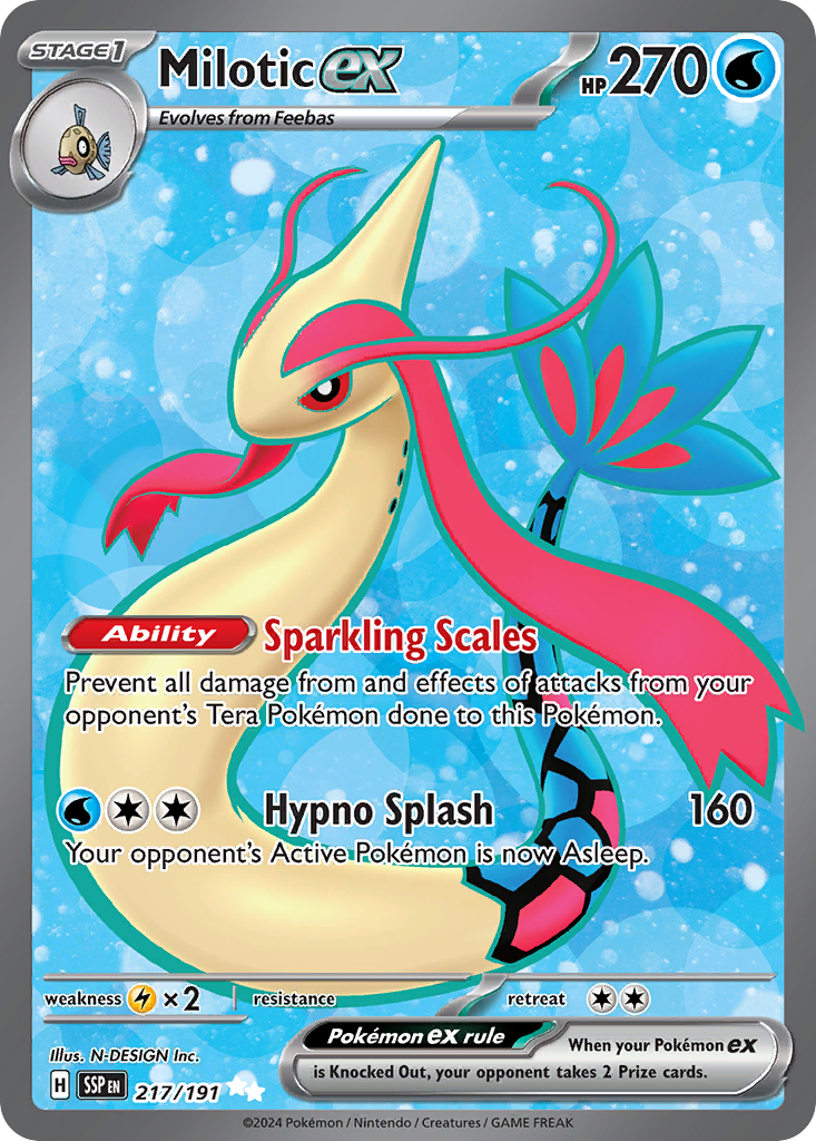 Milotic ex 217 Surging Sparks Pokémon card