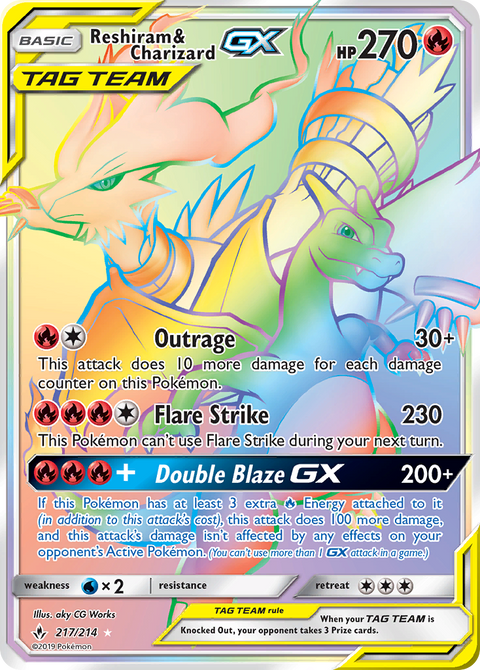 Reshiram & Charizard-GX 217 Unbroken Bonds Pokémon card