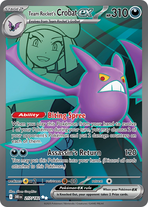 Team Rocket's Crobat ex 217 Destined Rivals Pokémon card