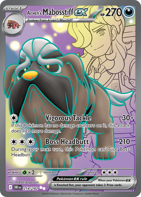 Arven's Mabosstiff ex 218 Destined Rivals Pokémon card