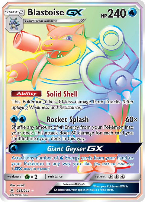 Blastoise-GX 218 Unbroken Bonds Pokémon card