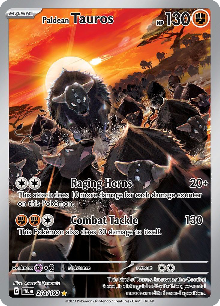 Paldean Tauros 218 Paldea Evolved Pokémon card