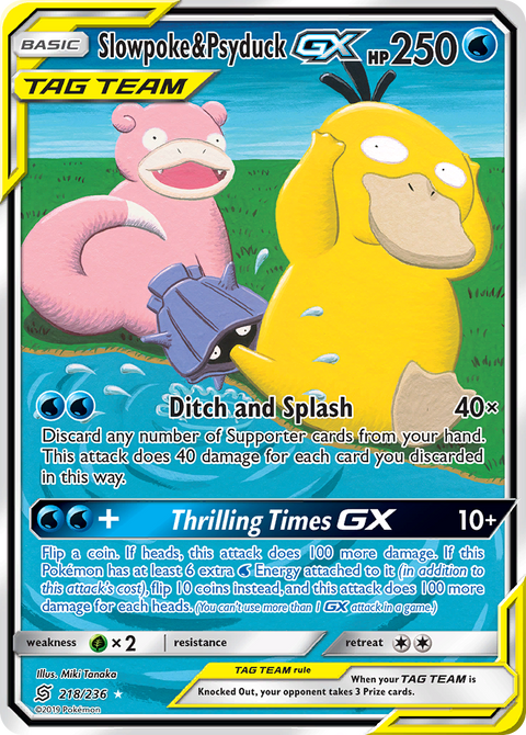 Slowpoke & Psyduck-GX 218 Unified Minds Pokémon card