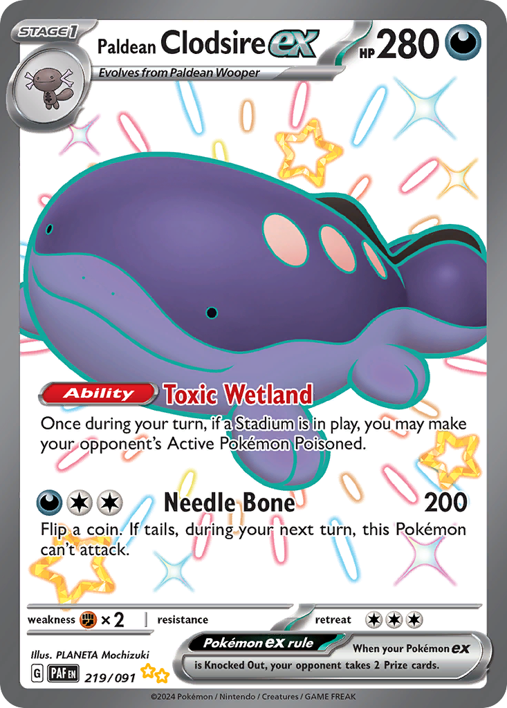 Paldean Clodsire ex 219 Paldean Fates Pokémon card