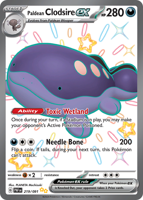 Paldean Clodsire ex 219 Paldean Fates Pokémon card