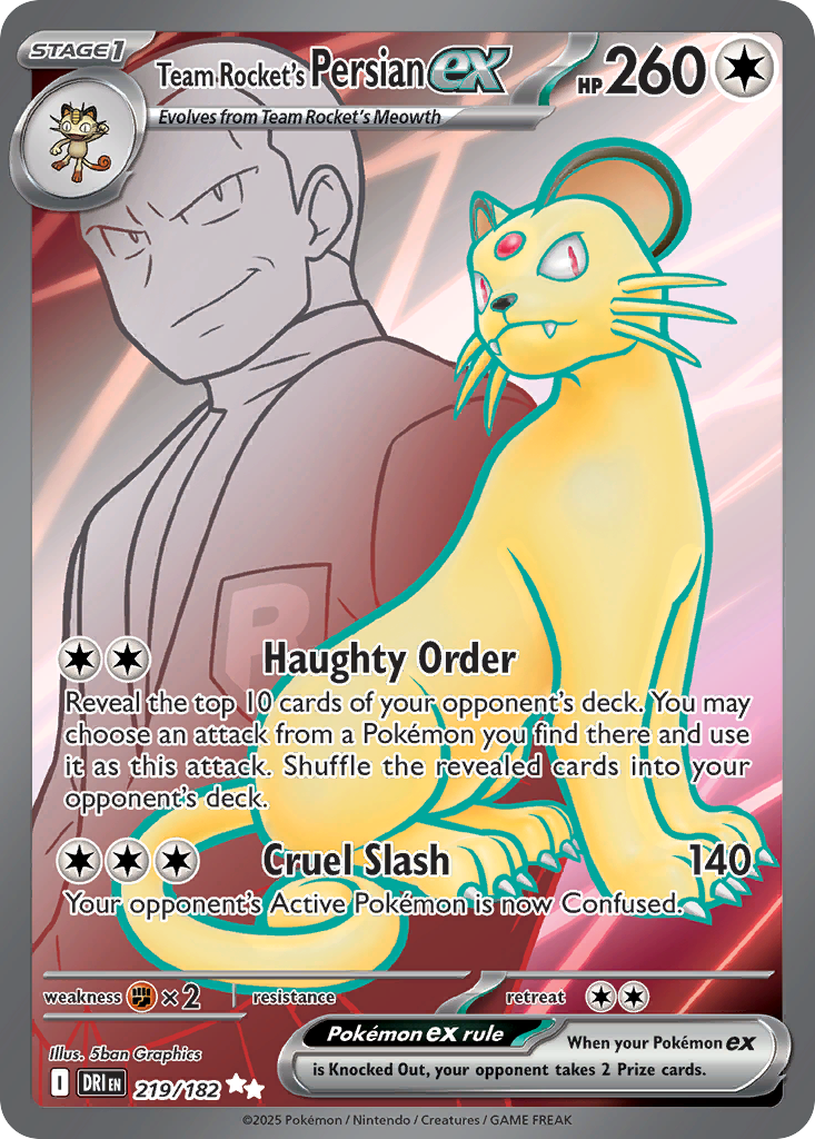 Team Rocket's Persian ex 219 Destined Rivals Pokémon card