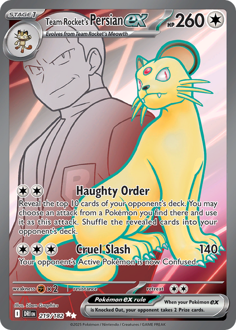 Team Rocket's Persian ex 219 Destined Rivals Pokémon card