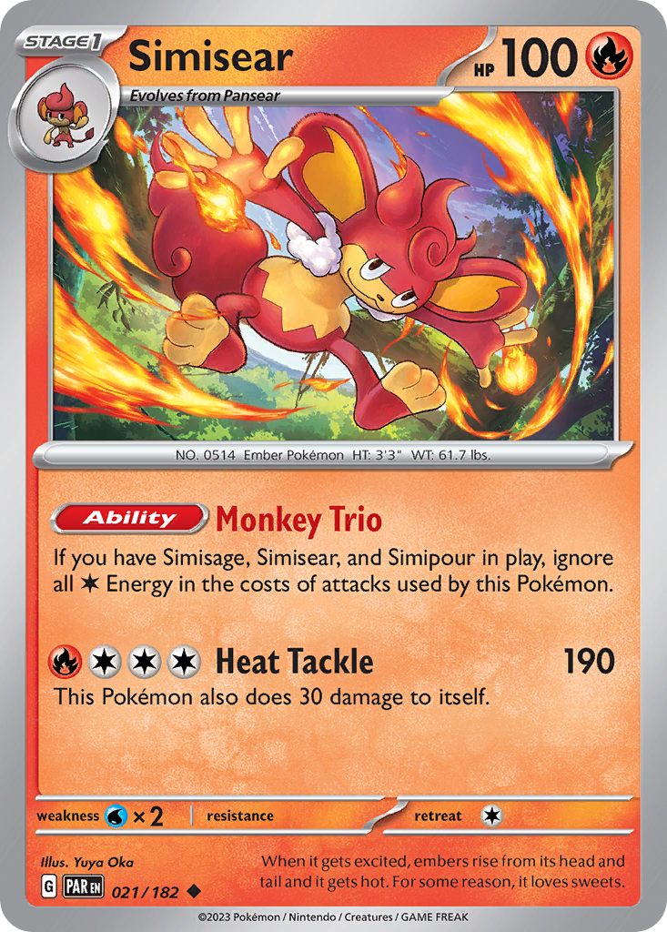 Simisear 21 Paradox Rift Pokémon card