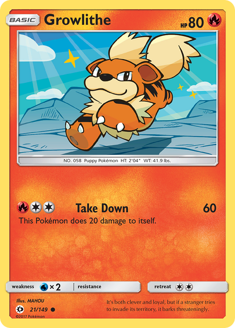 Growlithe 21 Sun & Moon Pokémon card