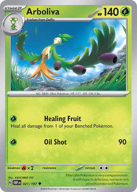 Arboliva 21 Obsidian Flames Pokémon card