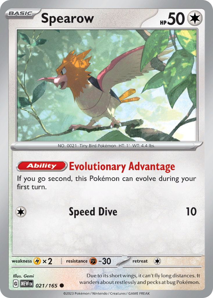 Spearow 21 151 Pokémon card