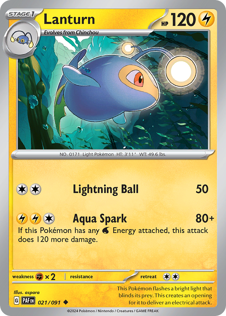 Lanturn 21 Paldean Fates Pokémon card