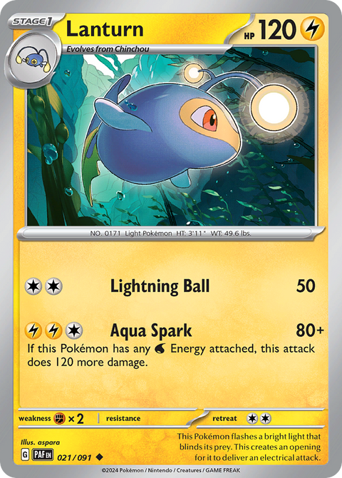 Lanturn 21 Paldean Fates Pokémon card