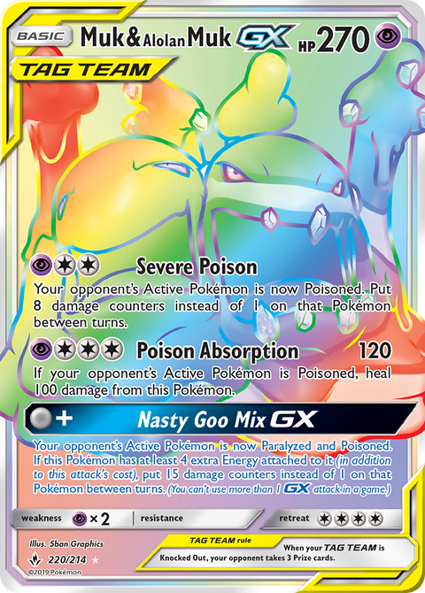 Muk & Alolan Muk-GX 220 Unbroken Bonds Pokémon card