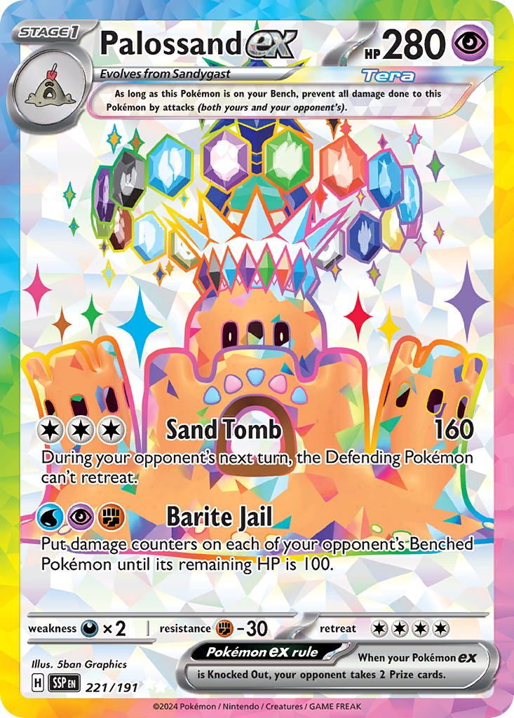 Palossand ex 221 Surging Sparks Pokémon card