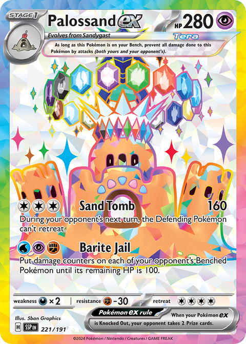 Palossand ex 221 Surging Sparks Pokémon card