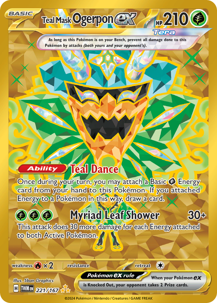 Teal Mask Ogerpon ex 221 Twilight Masquerade Pokémon card